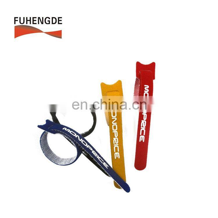 Logo printed customized Back to back double side hook loop cable tie