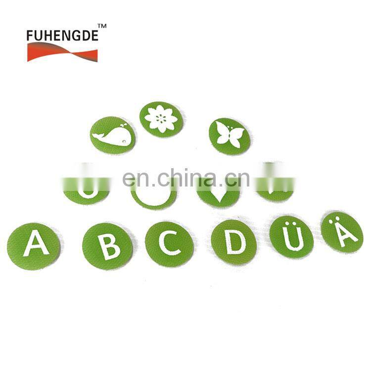 Double side hook and loop alphabet letters for T-shirt garments shoes