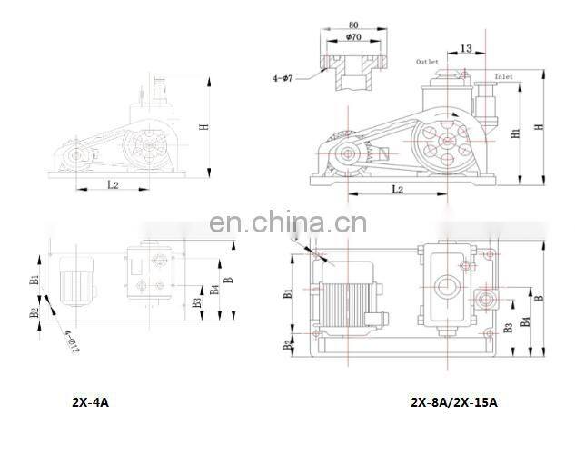 EVP Brand vacuum pump 2X-15A two stage oil lubricated rotary vane pump vacuum for food