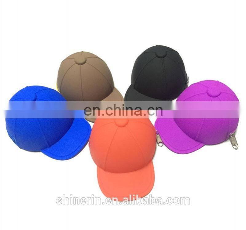 Lovely Baseball Cap Shape Mini Coin Purse Bag Small Cute Wristlet Key Wallet Fashion Silicone Coin Case