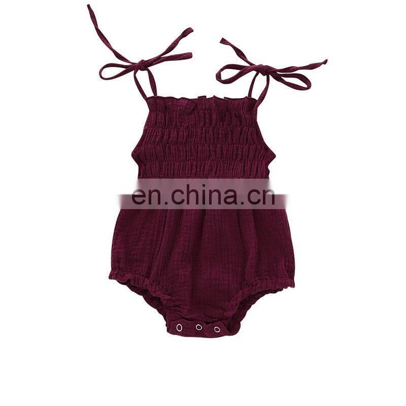 Newborn Linen Newborn Baby Girl Romper Bodysuit Ruffle Bowknot One-Piece Jumpsuit Outfit Clothes Summer