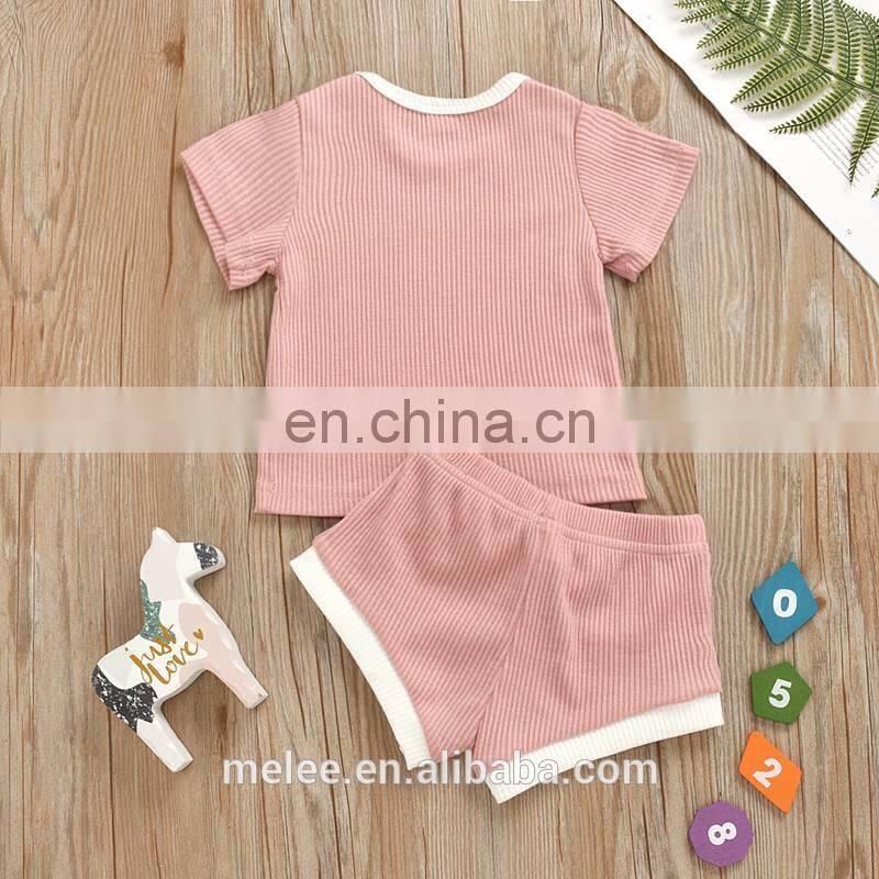 RST Short Sleeve Tops T-shirt + Shorts Pants set Ribbed Solid Outfits baby boys' clothing sets kids clothing
