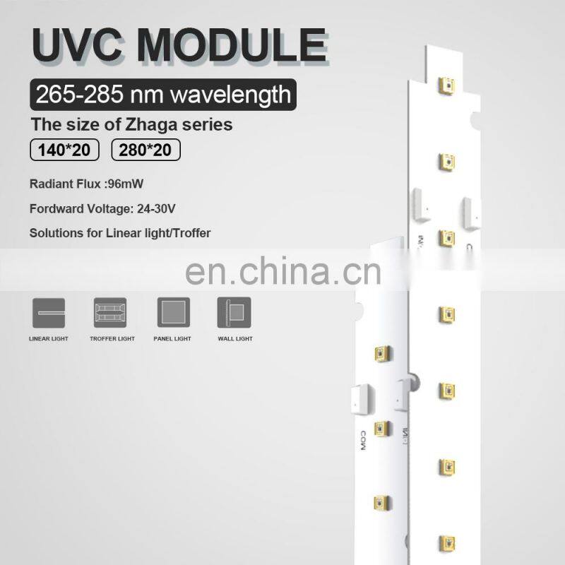 DC12/24V  140*20mm uvc led module lighting for IP20 indoor  sterilization
