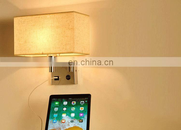 USB charging head wall lamp led creative hotel bedroom bedside wall lamp