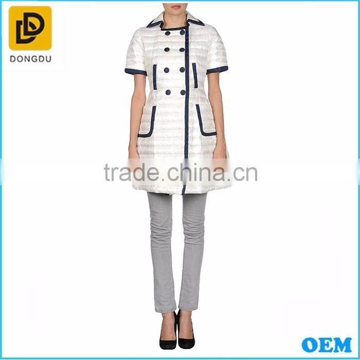 Hot sale short sleeve white italy down jacket with buttons