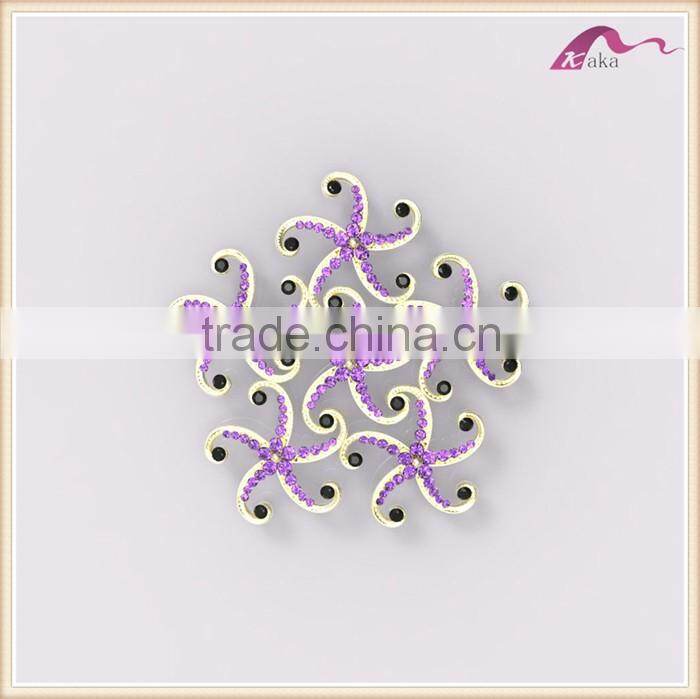 Fashion Beautiful Bulk Crystal Decorative Star Fish Brooch For Gifts