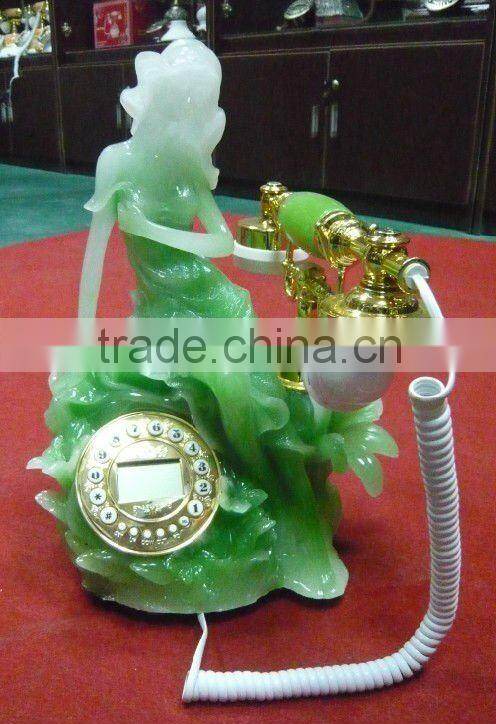 Beauty Resin Jade Antique Telephone,home decoration old fashioned phone