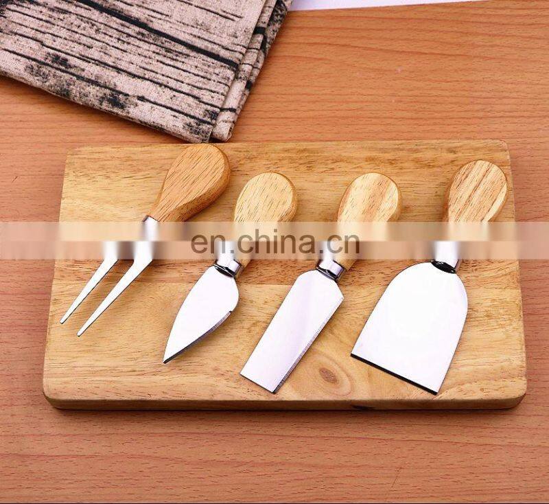 4pcs/set Cheese Useful Tools Set Oak Handle Knife Fork Shovel Kit Graters For Cutting Baking Chesse Board Sets ZA1200