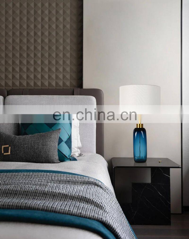 Blue ocean colored glaze glass vase lamp shade bed room lighting table lamp