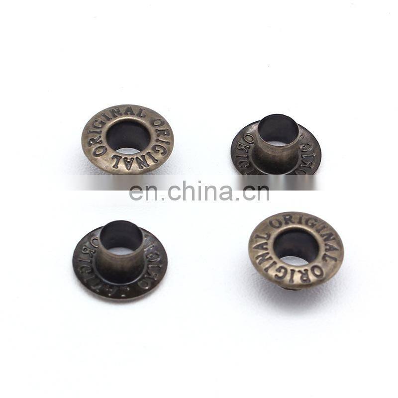 12mm good quality customized steel engraved metal 6mm top brass eyelets/grommets