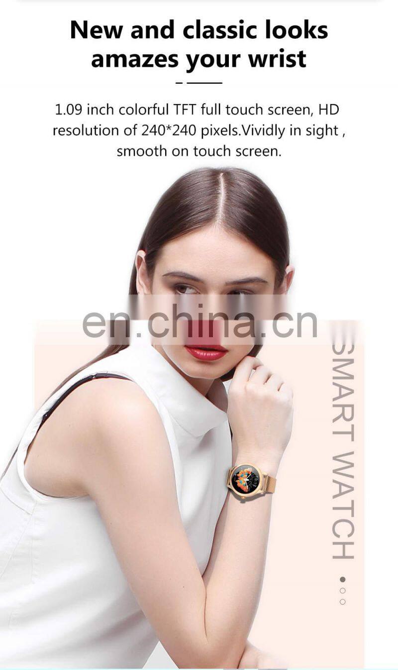 KW10 PRO Lady Women Full Touch Screen IP68 Waterproof Heart Rate Monitor Fitness Stainless Steel Strap Reloj Smart Watch