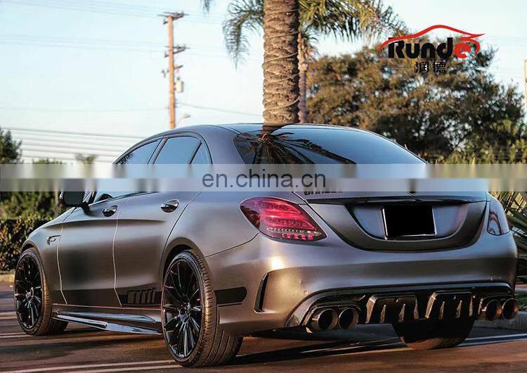 Runde Car Modification Carbon Fiber Material Rear Lip Exhaust For Mercedes-Benz W205 C200 C260 C300 C63AMG rear lip exhaust
