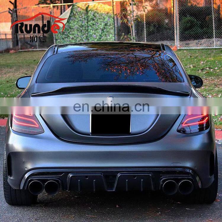 Runde Car Modification Carbon Fiber Material Rear Lip Exhaust For Mercedes-Benz W205 C200 C260 C300 C63AMG rear lip exhaust