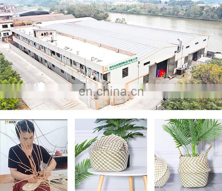 HBK toy kid braided foldable belly seagrass basket for decorate and storage