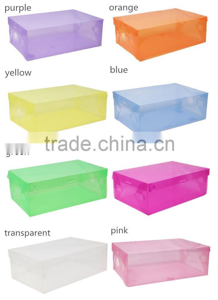 Household decorative PP clear shoe packaging box with handle
