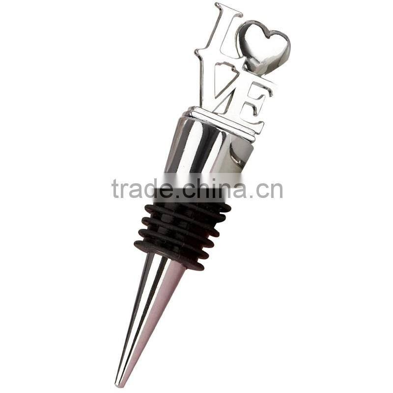 "LOVE" Chrome Bottle Stopper wedding wine stopper wedding wine opener Wedding Favor Wine Stopper,Silver