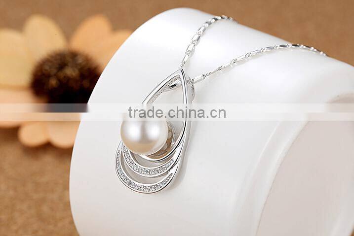Luxury 18K White Gold Plated Pearl Necklace Women Jewelry Wholesale