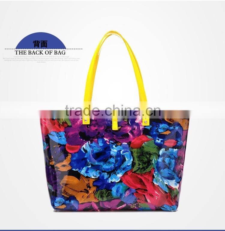 colorful big flowers PU leather for bags, cases and shoes