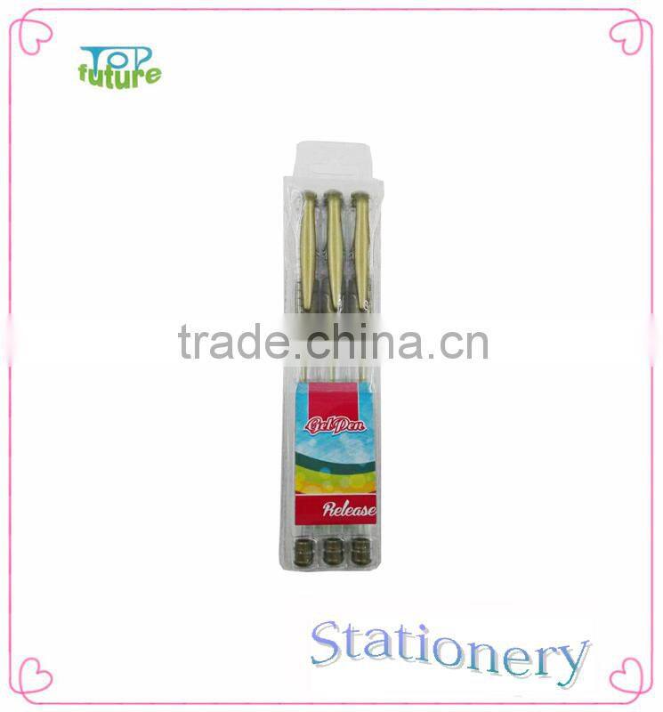 3 pack dark gold color gel pen school office pen