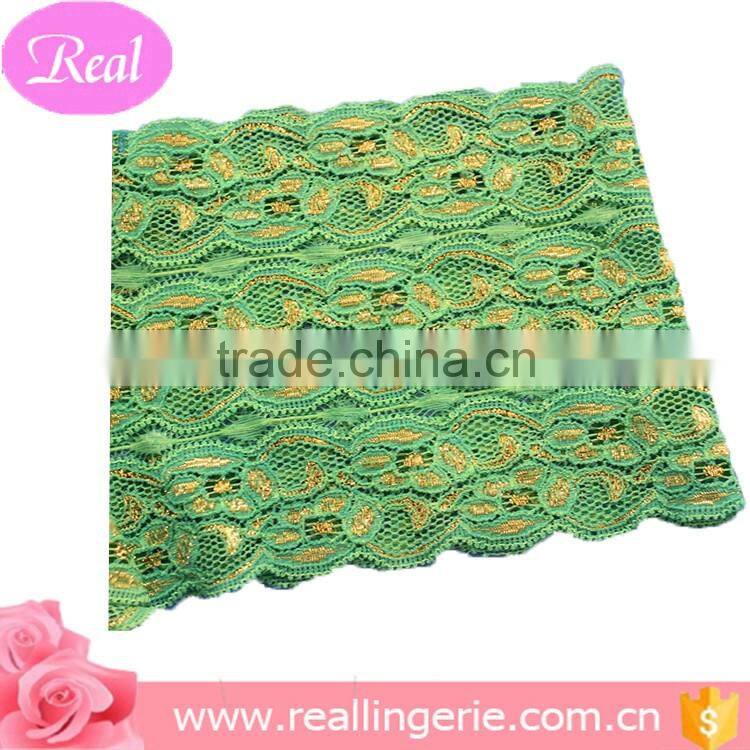 Sexy elegant transparent green golden color lace lingerie panty for ladies