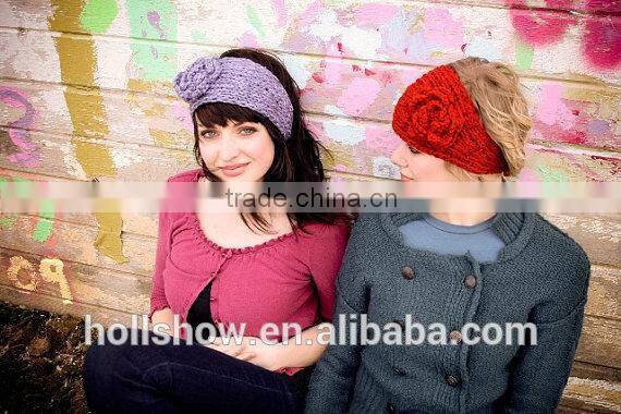 Wholesale Hair Accessory Ladies Crochet Patterns Flower Head Wrap Women Knitted Headband