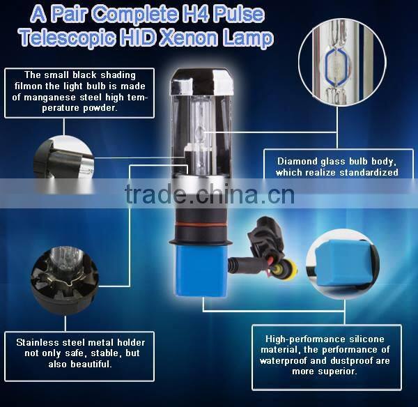 Extremely Brightness H4 pulse telescopic Hi/Lo Bi-xenon bulbs with digital ballast golf 4 xenon headlight