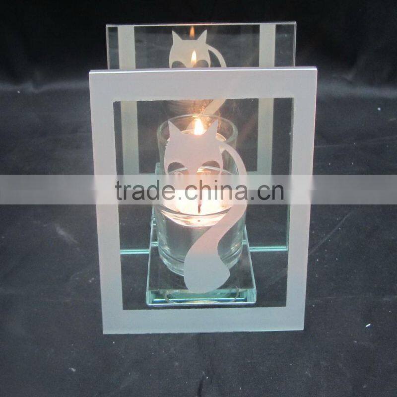 2016 cheapest wholesale fox design clear glass candle holder