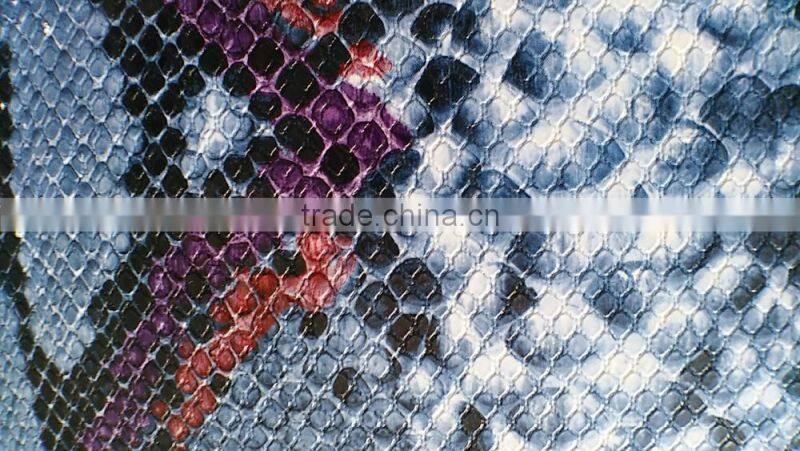 pu pvc leather stocklot for car seat snakeskin grain printed pattern varnished or patent leahter top grade synthetic leather