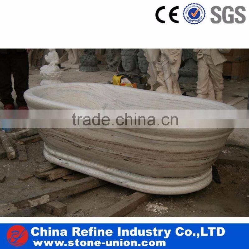 hand carved white marble bathtub for bathroom
