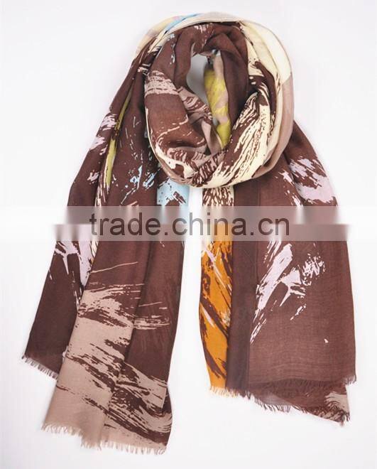 New design 100% polyester paint pattern print hijab scarf