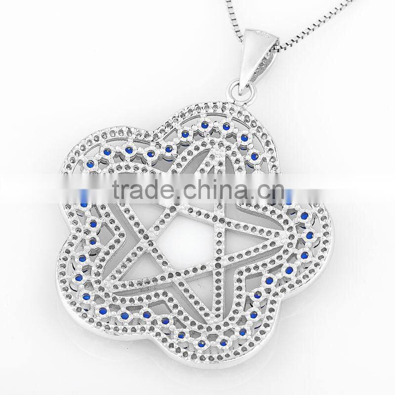 CYW custom metal pendant charms 925 silver gems pentagram sterling silver star necklace pendant