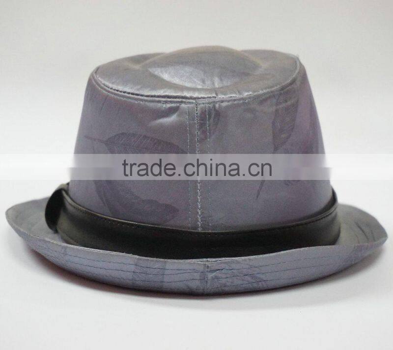 Dongguan factory custom distressed PU fedora hat