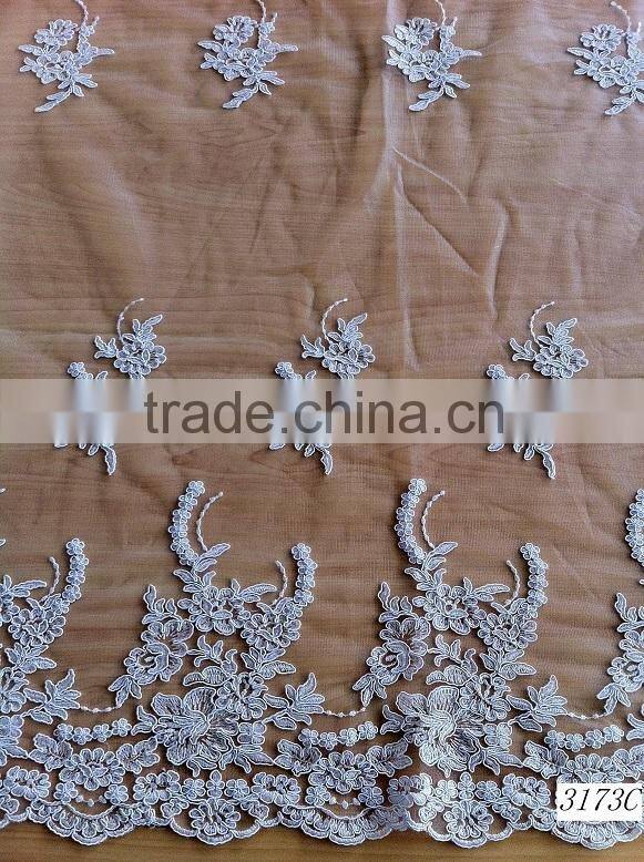 White top quality wedding embroidery lace fabric