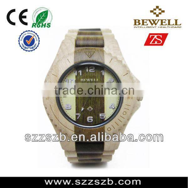2016 high quality Popular elegant wood wristwatch with various colors wood Case and Band, Japan Movement 2035 with calendar