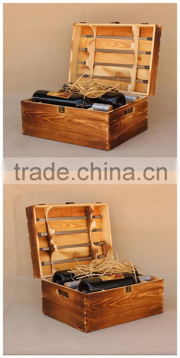 Wholesale Custom Pine Wood Wine Carrier Box