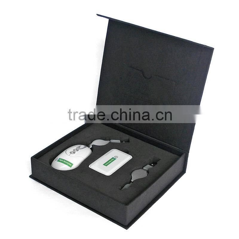 Portable Corporate wireless foldable mouse and usb hub travel gift set for laptop