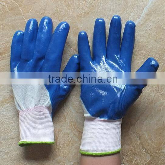 13 gauge 40g black nylon glove core black nitrile coated work gloves for vehicle repair