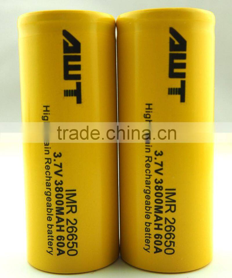 Authentic AWT desay battery pack 60A 26650 3800mah bull energy alkaline E cig ebike battery powered High capacity camera battery