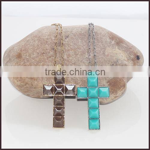 Jinhua Wholesale Latest Style Luxury Agate Cross Pendant Beaded Necklace For Ladies