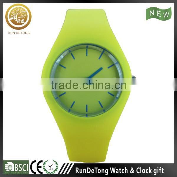 Bright yellow silicone case and bracelet lady fashion watch