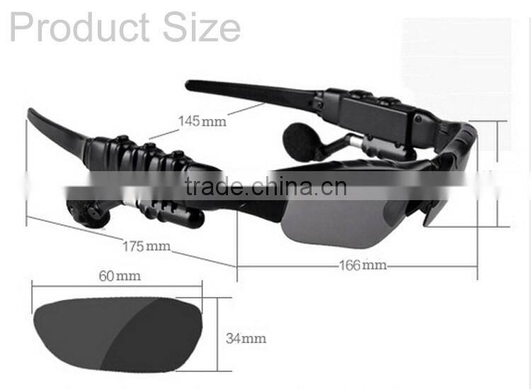 Stock and Fast Delivery Promotional Stylish Sunglasses Headset Bluetooth Headset with Bluetooth 4.0 and Li-Battery