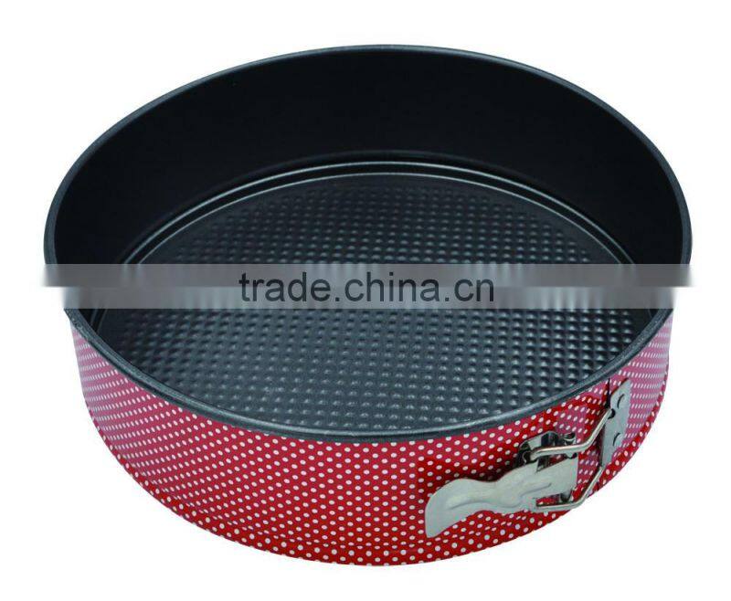 Dia.28*H7cm Carbon Steel Non-stick Round Springform Baking Pans 2pcs set with Decals and Flowers