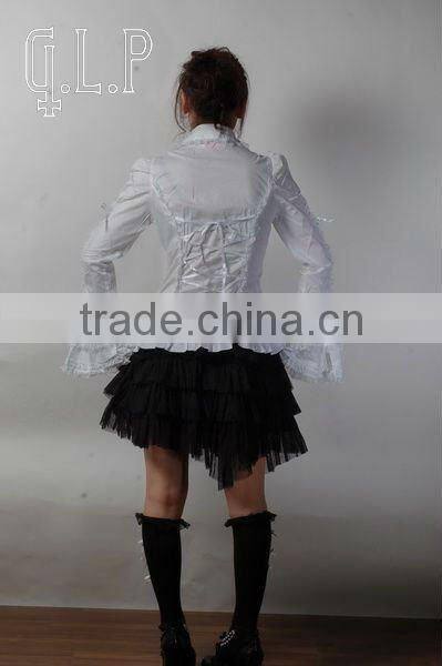 Cotton White Lace Short sleeve Cotton Lolita Blouse 81053