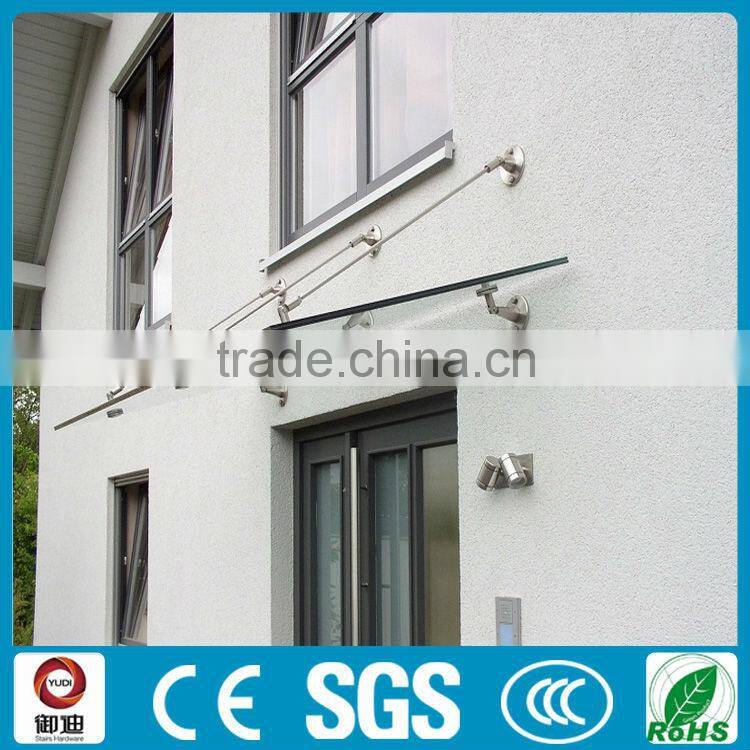 outdoor steel frame glass roof canopy for entry front door