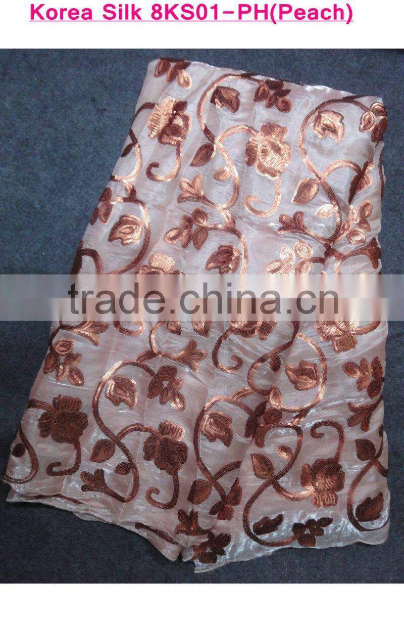 Ladies new fashion Korea silk summer dress 2015 silk base lace closure Korean lace