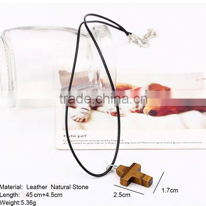 Women trending products natural stone pendant cross stone necklace