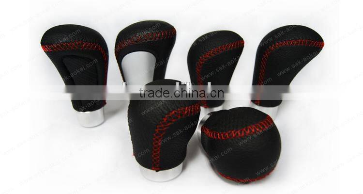 Manual Leather Shift Lever Knob Green Stitch Universal