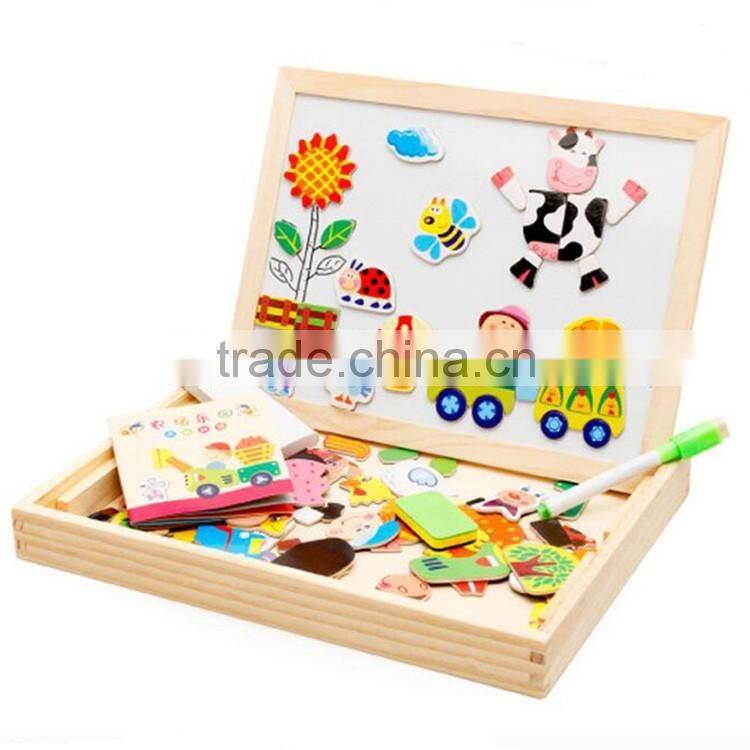 black-and-white board drawing toy series wooden magnetic Jigsaw for kids puzzle
