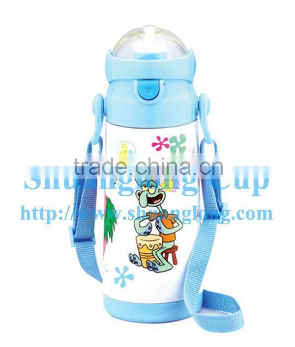 Children double wall S/S vacuum water bottle with strap