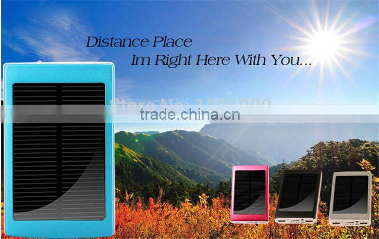 High quality Universal solar power 6000mah usb power bank with led light